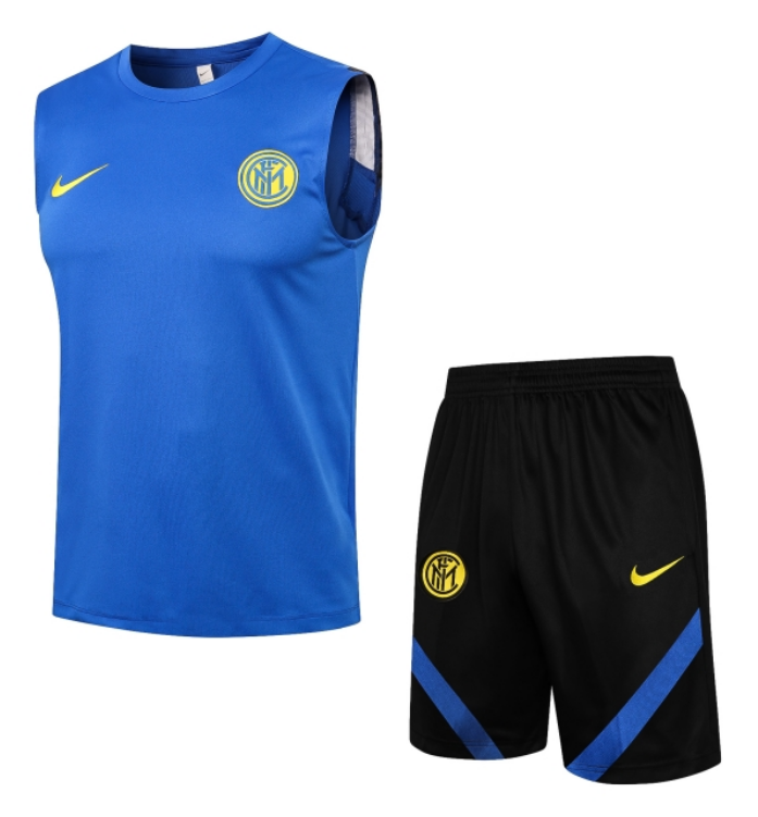 2021/22 Inter Milan Blue Training Vest Kits Soccer Shirt with Shorts